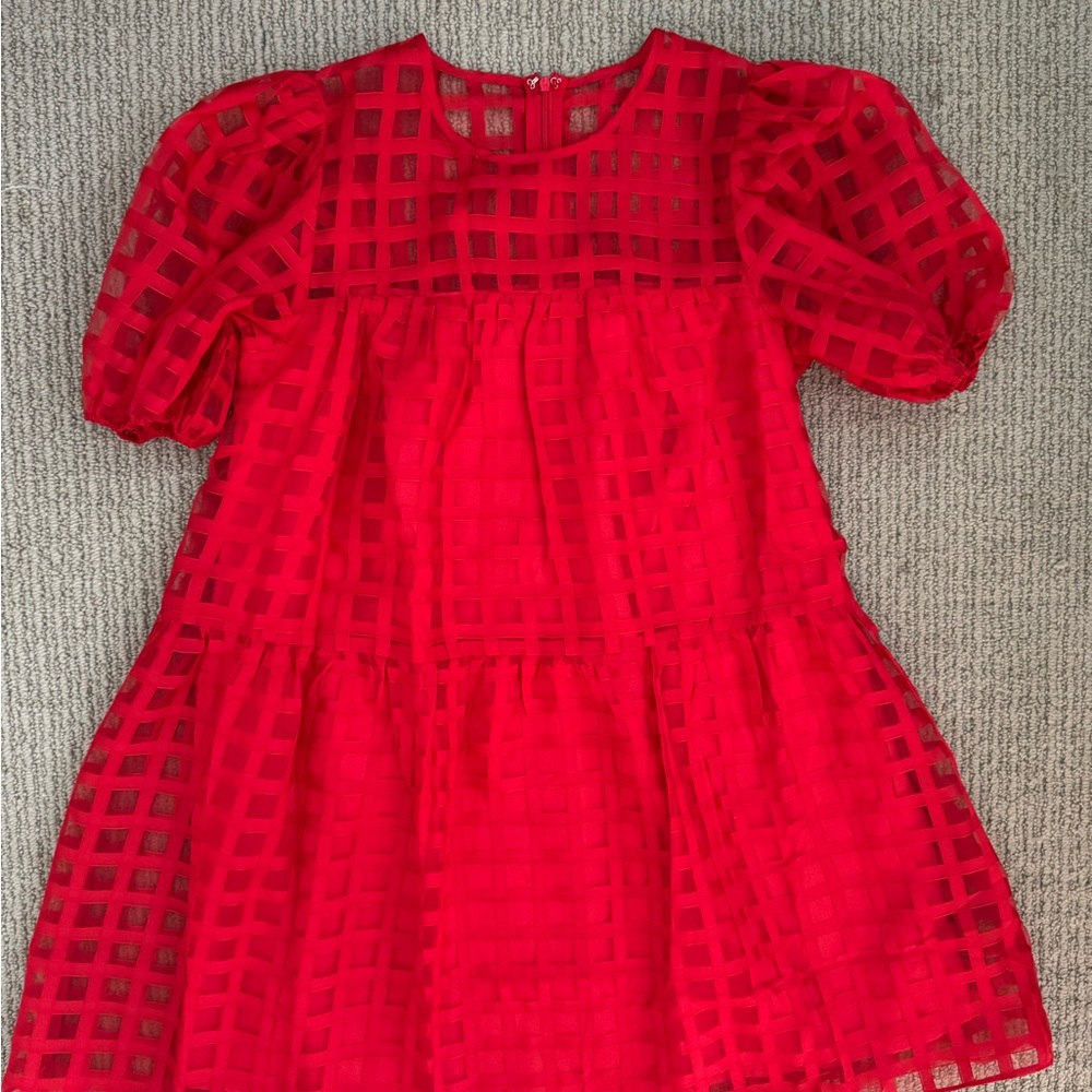 English Factory Red Grid Mini Dress